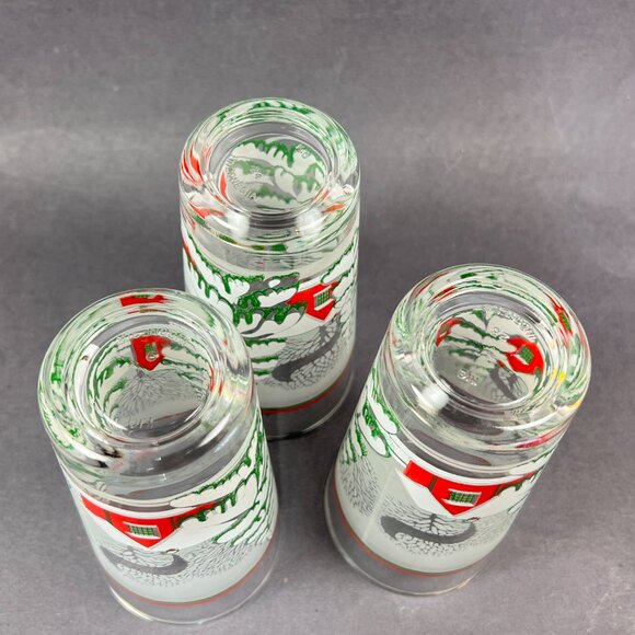 Vtg Kig Winter Wonderland Christmas Holiday Highball Tumbler Glassware Indonesia - Picture 6 of 14